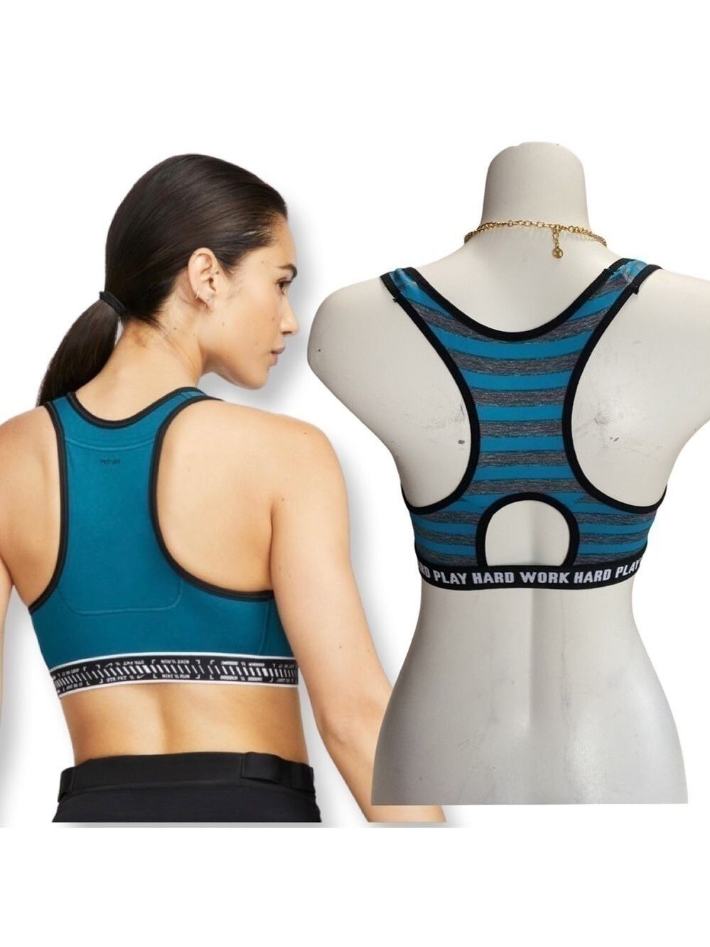 Body Form 34C Work Hard Play
Hard Activewear Sports striped race back Bra